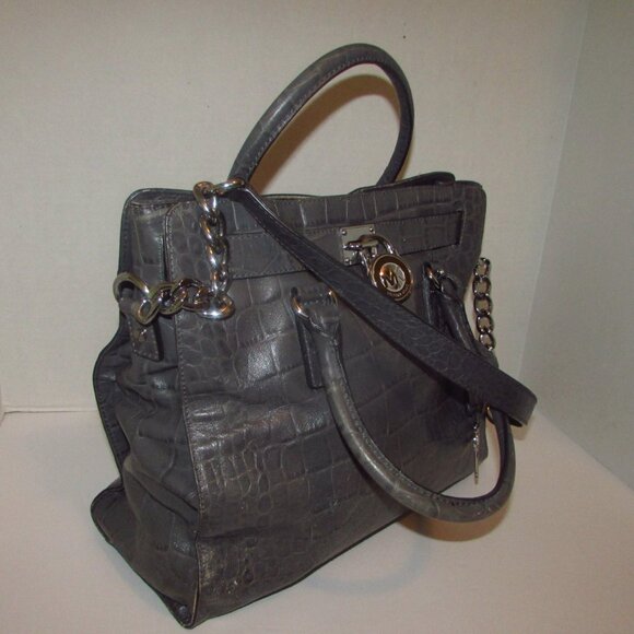 MICHAEL KORS Leather Hamilton Croc Bag - Picture 2 of 15